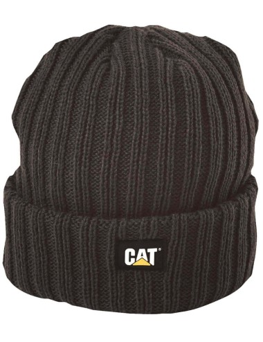 Bonnet tricote homme noir C-443 avec logo CAT  cotepro