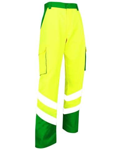 Pantalon haute visibilite Balise EN ISO 20471 vert jaune cotepro