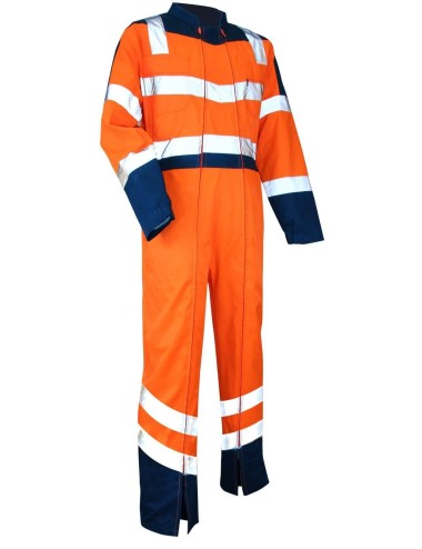 Combinaison haute visibilite double fermeture Vigilance LMA bleu orange cotepro