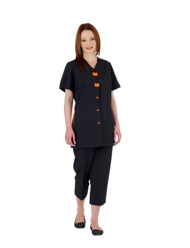 Tunique travail femme Delphy noir manches courtes cotepro