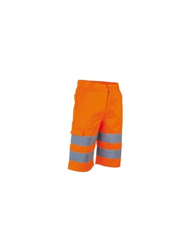 Bermuda haute visibilite EN ISO 20471 orange fluo cotepro