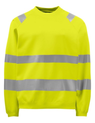 Sweat haute visibilite col rond 6106 Projob jaune fluo cotepro