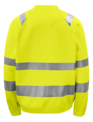 Sweat haute visibilite col rond 6106 Projob jaune fluo cotepro