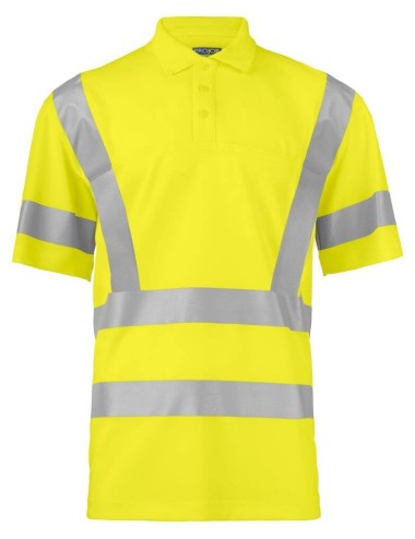 Polo pique manches courtes haute visibilite 6040 Projob jaune fluo cotepro