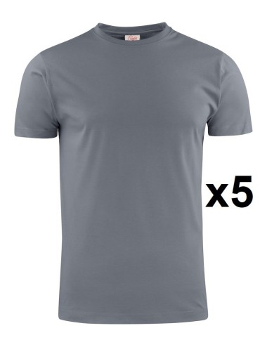 Tee shirt manches courtes gris Heavy RSX lot 5 cotepro
