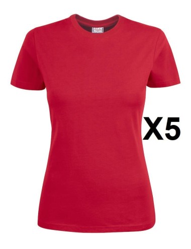 Tee shirt manches courtes femme rouge Heavy RSX lot 5 cotepro