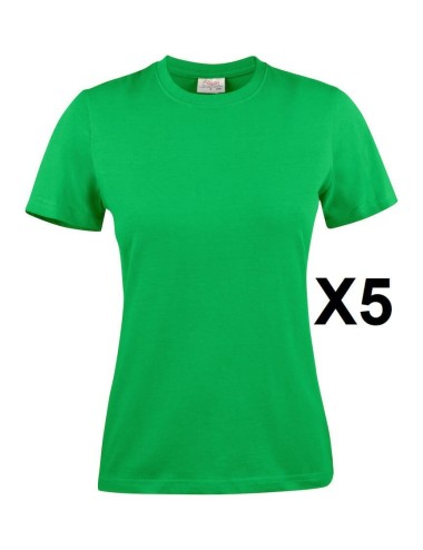 Tee shirt manches courtes femme vert Heavy RSX lot 5 cotepro