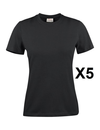 Tee shirt manches courtes femme noir Heavy RSX lot 5 cotepro