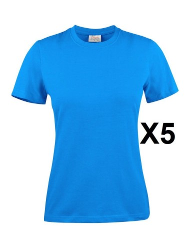 Tee shirt manches courtes femme bleu Heavy RSX lot 5 cotepro