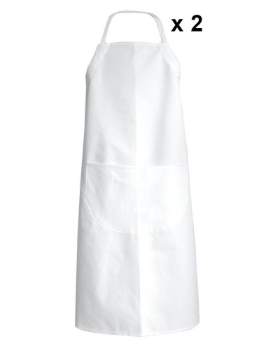 Tablier cuisine coton blanc Ciboulette LMA lot 2 cotepro