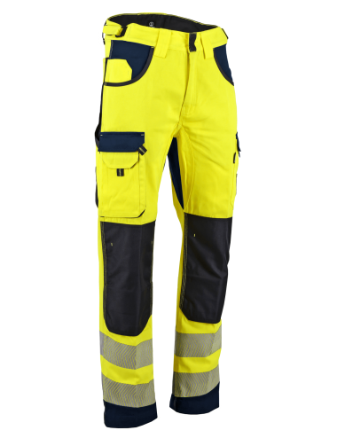 Pantalon haute visibilite Defense EN ISO 20471 jaune bleu cotepro