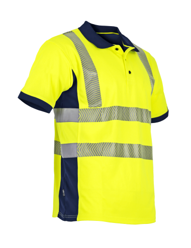 Polo bicolore haute visibilite anti UV manches courtes LMA cotepro