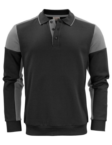 Sweat bicolore homme col polo Prime Printer cotepro gris
