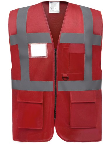 Gilet haute visibilite EN471 multifonction Yoko rouge cotepro.fr