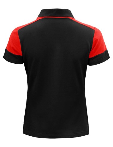 Polo bicolore femme manches courtes Prime Printer rouge noir cotepro.fr
