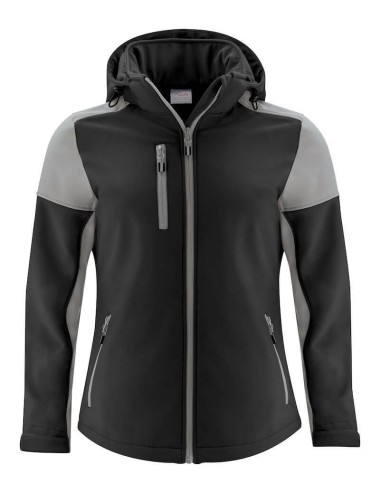 Veste softshell impermeable femme bicolore prime Printer noir gris vue 1 cotepro.fr