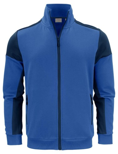 Gilet sweat bicolore zippe homme col polo Prime Printer bleu vue 1 cotepro.fr
