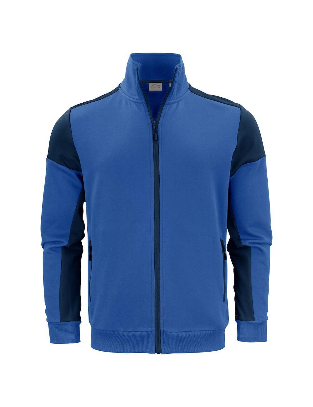 Gilet sweat bicolore zippe homme col polo Prime Printer bleu vue 1 cotepro.fr