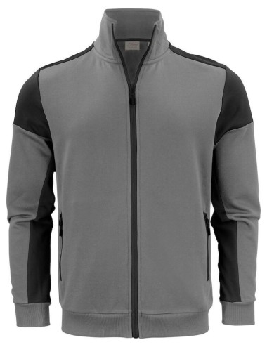 Gilet sweat bicolore zippe homme col polo Prime Printer gris vue 1 cotepro.fr
