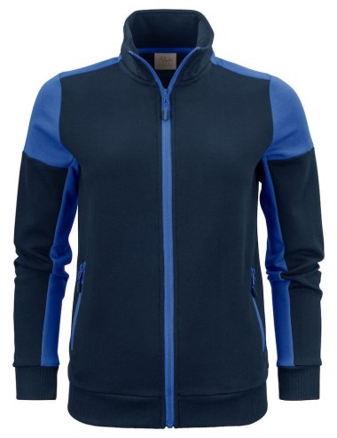 Gilet sweat bicolore zippe femme col polo Prime Printer vue 1 bleu cotepro.fr