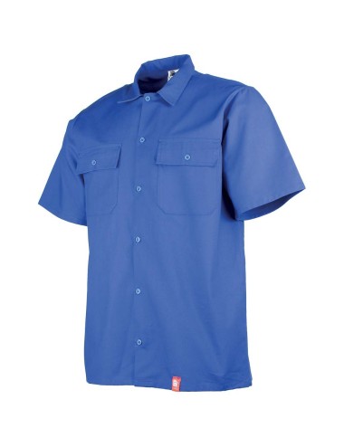 Chemise travail manches courtes bleu Atelier coton DMD cotepro.fr