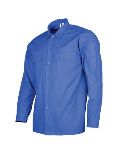 Chemise travail manches longues bleu Atelier coton DMD cotepro.fr