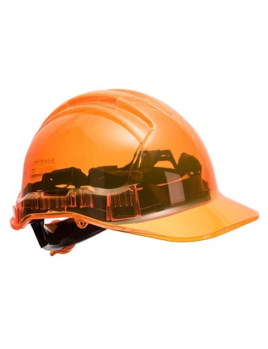Casque chantier transparent peak view cremaillere Portwest orange vue 1 cotepro.fr