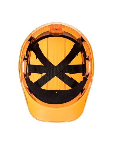 Casque chantier transparent peak view cremaillere Portwest orange vue 1 cotepro.fr