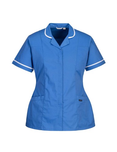 Tunique manches courtes femme travail classique stretch LW17 Portwest bleu cotepro.fr