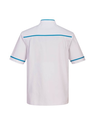Tunique manches courtes homme travail sante hygiene C821 Portwest bleu blanc cotepro.fr