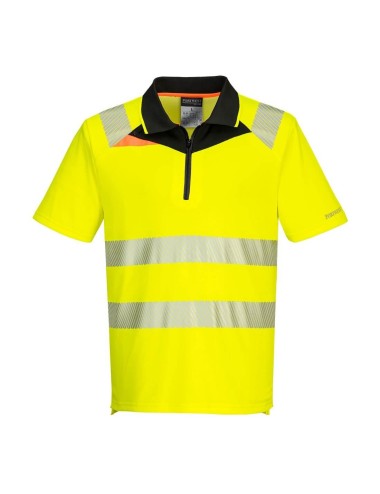 polo haute visibilite tissu stretch extensible DX4 Portwest jaune vue 1 cotepro.fr