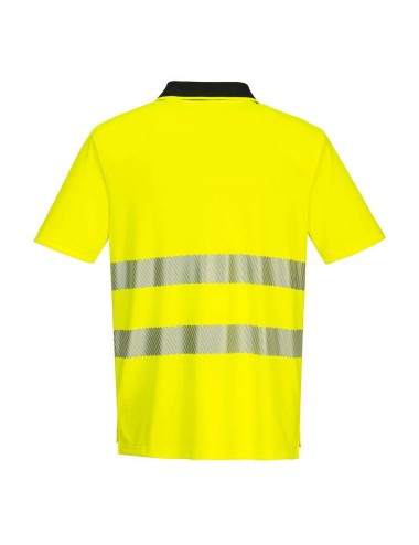 polo haute visibilite tissu stretch extensible DX4 Portwest jaune vue 1 cotepro.fr