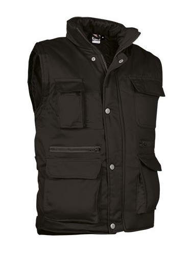 Gilet sans manches bodywarmer unisexe reporter Valento noir
