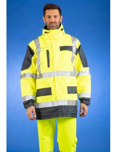 Parka haute visibilite 4 en 1 pluie froid Sononyl DMD cotepro marine/jaune