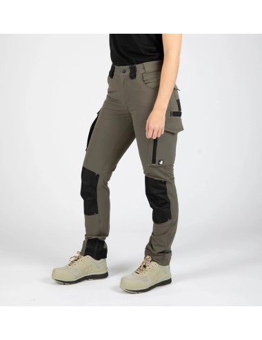 Pantalon travail femme extensible EVE Nine Worths kaki vue 1